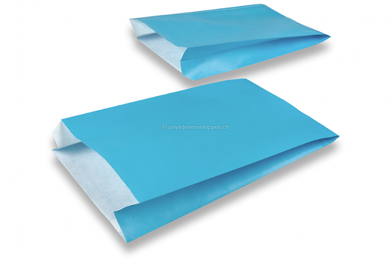 Sachets cadeaux en papier kraft couloré - bleu, 200 x 320 x 70 mm