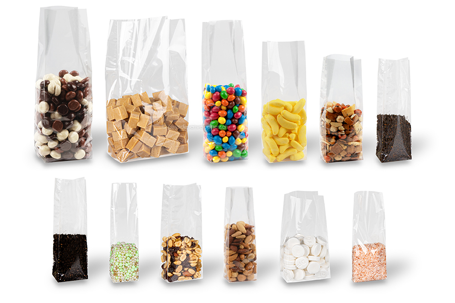 Sachets transparents avec fond plat