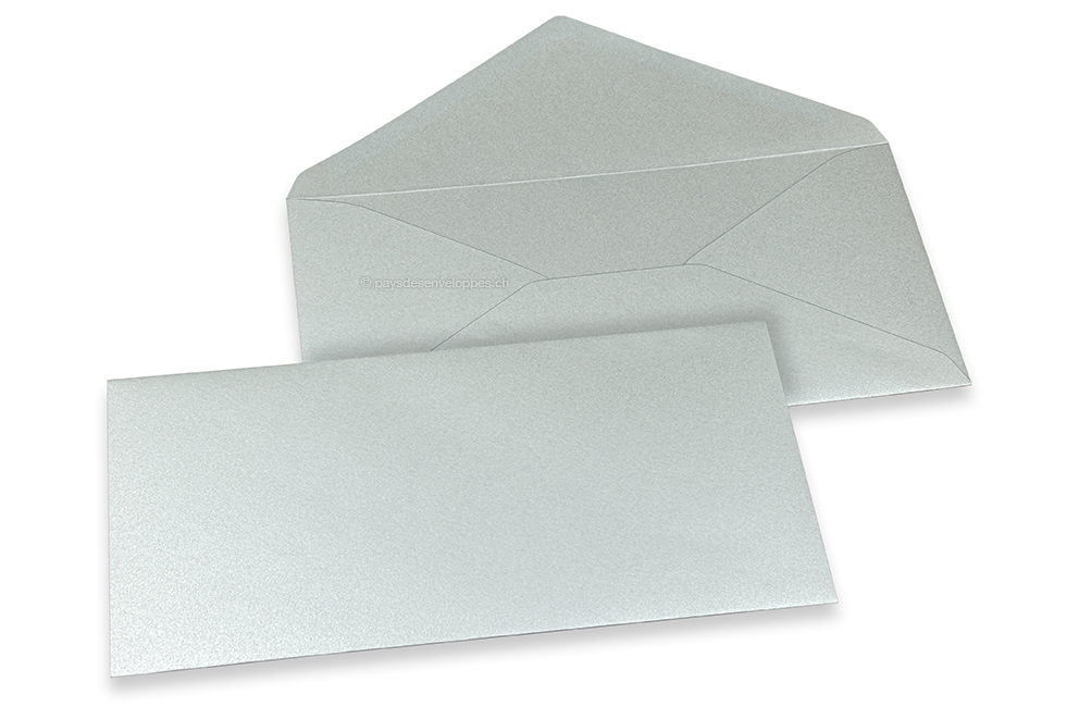 Enveloppes colorées pour cartes de voeux - argent métallisé, 110 x 220 mm