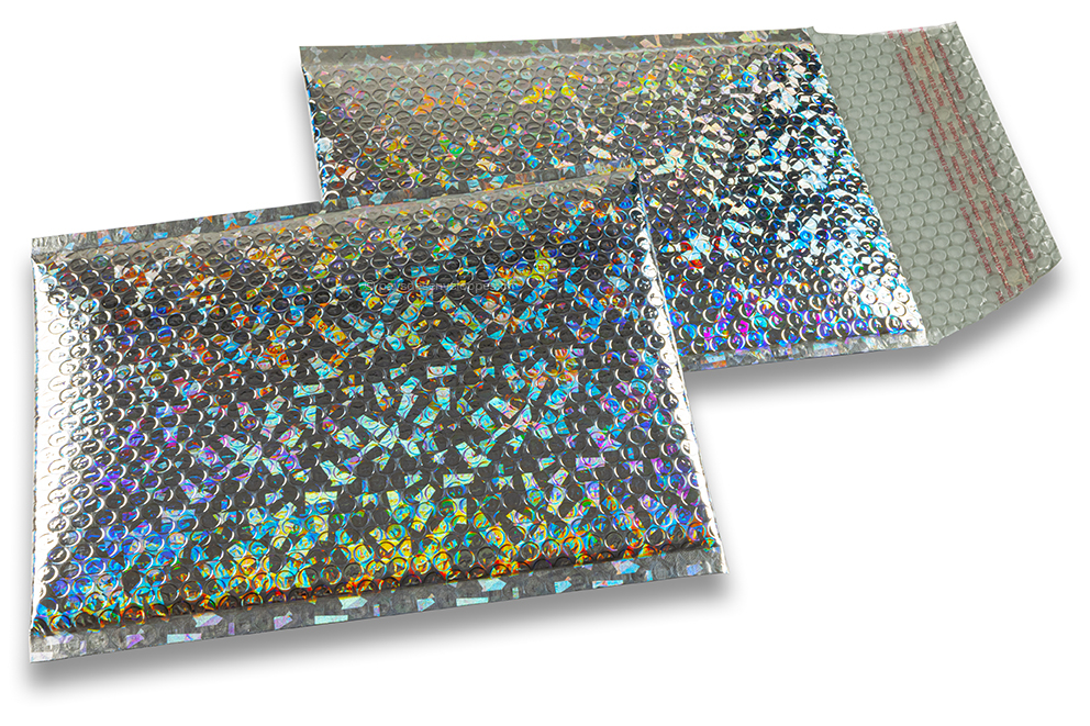 Enveloppes à bulles ECO métallique - argent holografique 180 x 250 mm