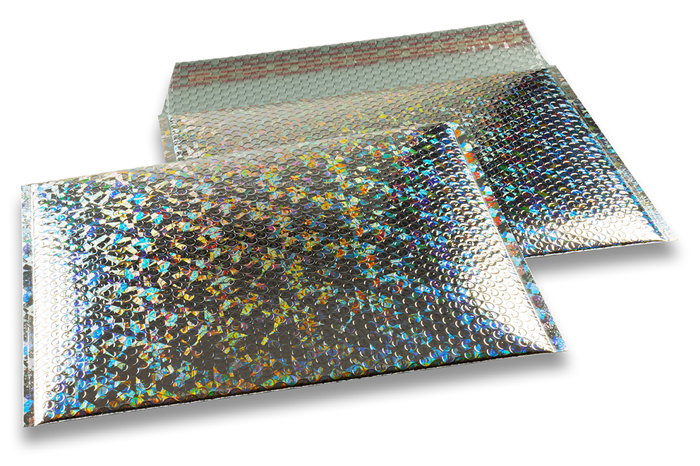 Enveloppes à bulles ECO métallique - argent holografique 235 x 325 mm