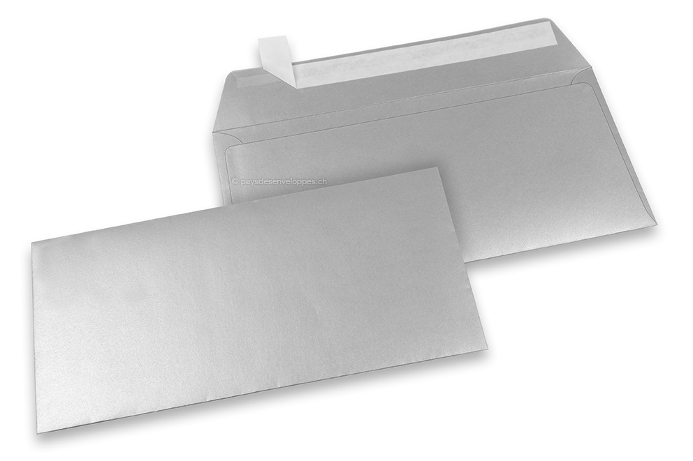 Enveloppes papier colorées - Argent métallisé, 110 x 220 mm