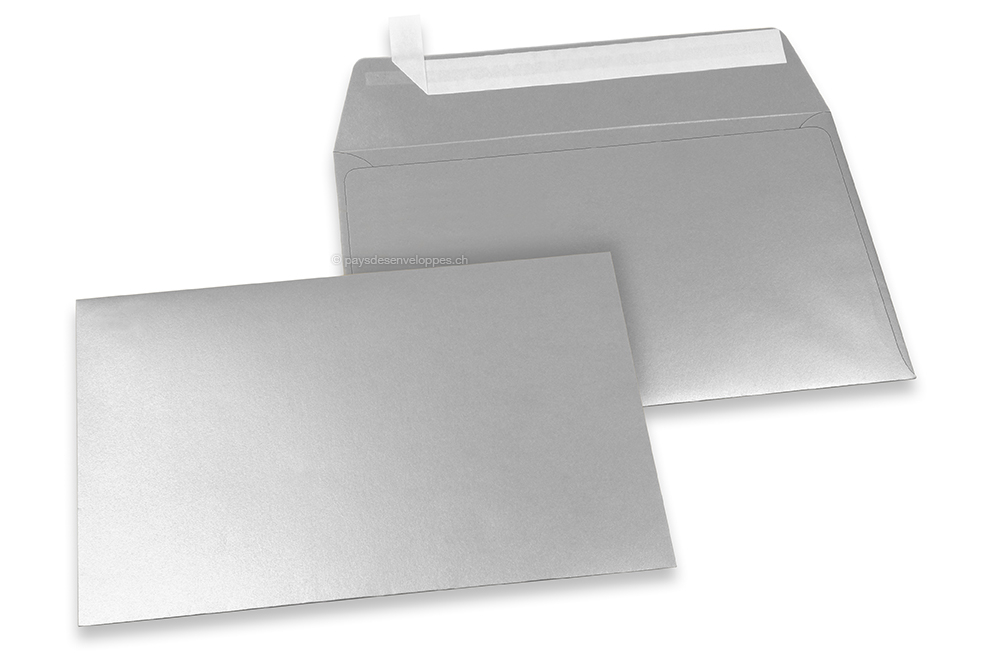 Enveloppes papier colorées - Argent métallisé, 114 x 162 mm