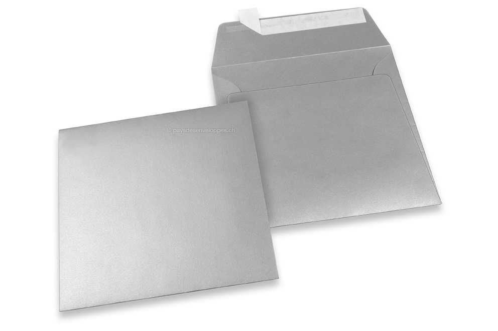 Enveloppes papier colorées - Argent métallisé, 160 x 160 mm