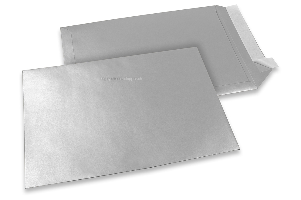 Enveloppes papier colorées - Argent métallisé, 229 x 324 mm