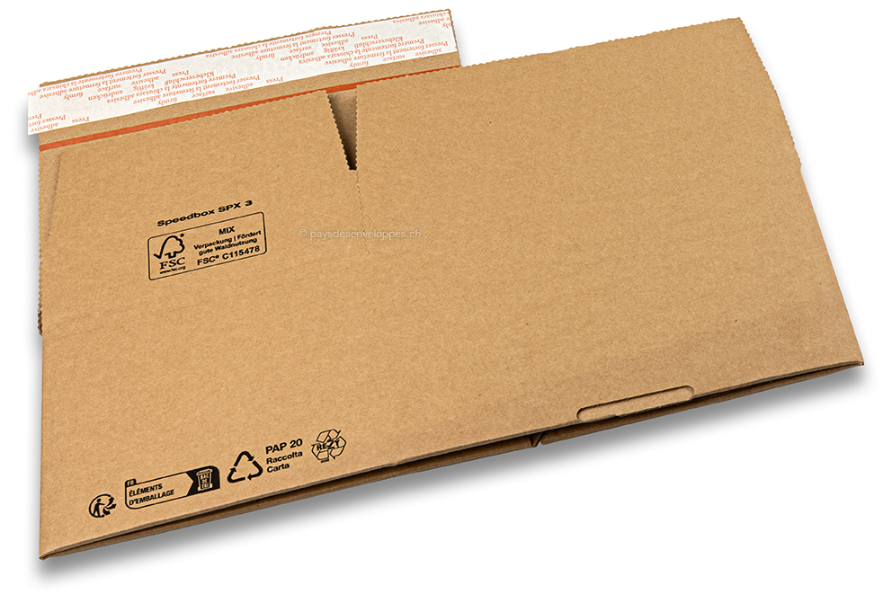 Caisse carton fond automatique - marron, 213 x 153 x 109 mm - SPX3