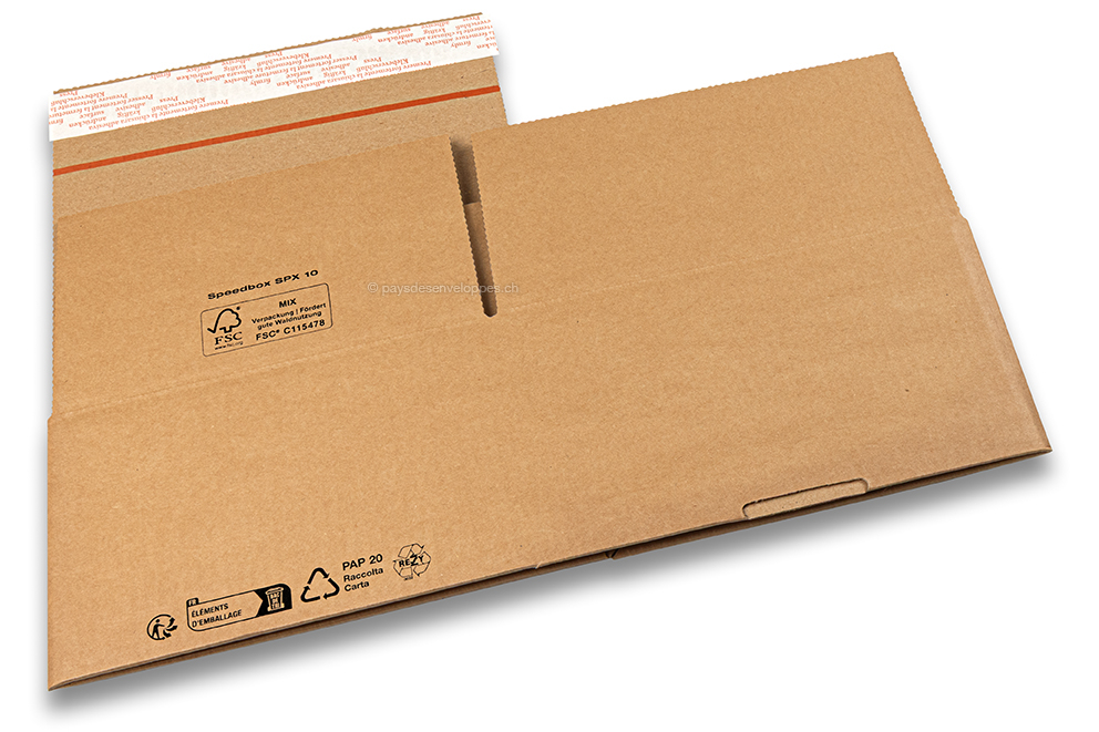 Caisse carton fond automatique - marron, 220 x 190 x 120 mm - SPX10
