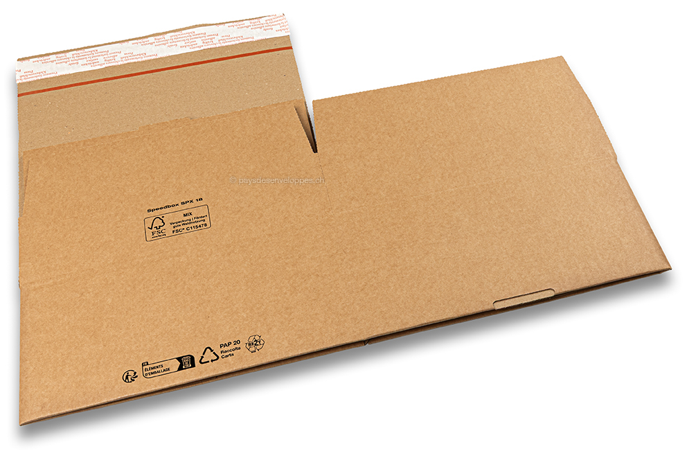 Caisse carton fond automatique - marron, 270 x 270 x 120 mm - SPX18
