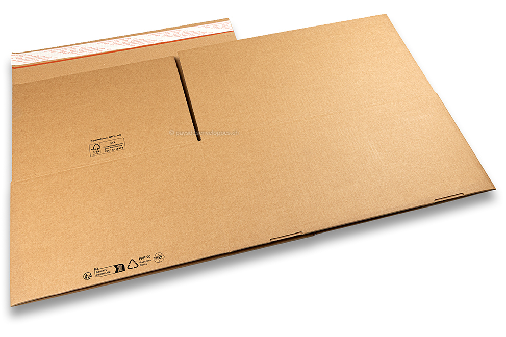 Caisse carton fond automatique - marron, 430 x 300 x 200 mm - SPX25