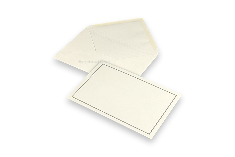 Enveloppes pour faire-part de décès - Crème + Double bordure, 120 x 185 mm