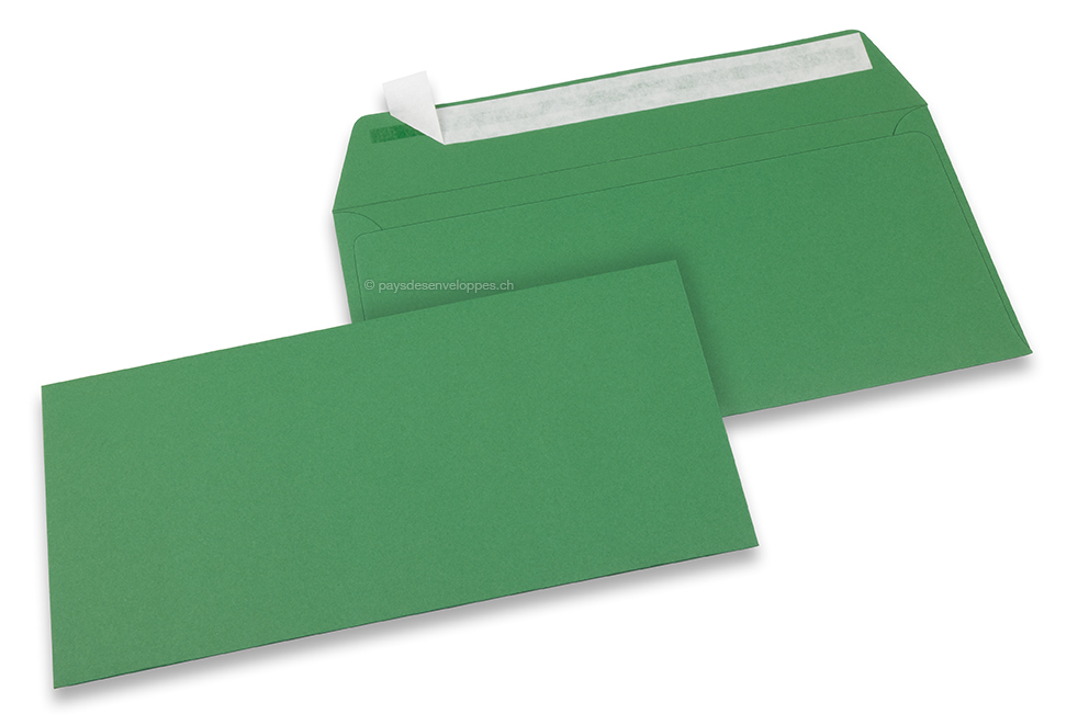 Enveloppes papier colorées - Vert foncé, 110 x 220 mm