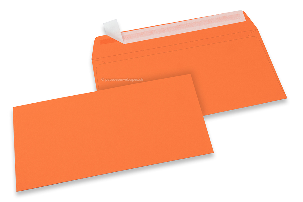Enveloppes papier colorées - Orange, 110 x 220 mm