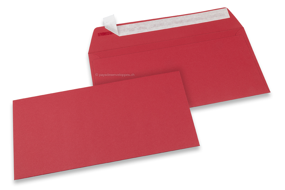 Enveloppes papier colorées - Rouge, 110 x 220 mm