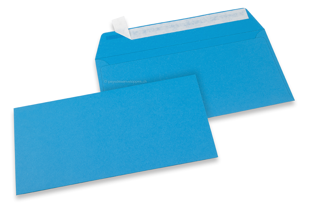 Enveloppes papier colorées - Bleu océan, 110 x 220 mm