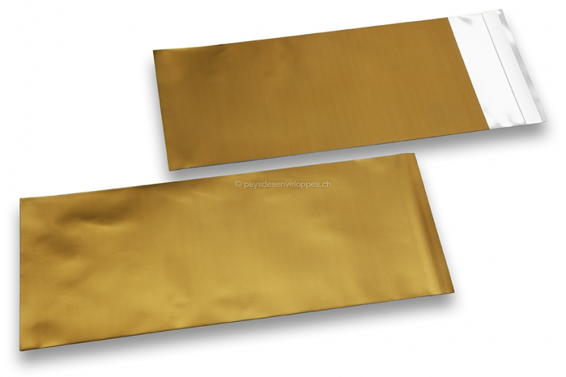 Enveloppes aluminium métallisées mat - or 110 x 220 mm