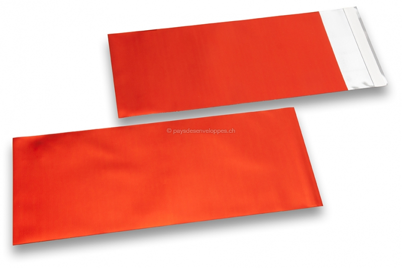 Enveloppes aluminium métallisées mat - rouge 110 x 220 mm
