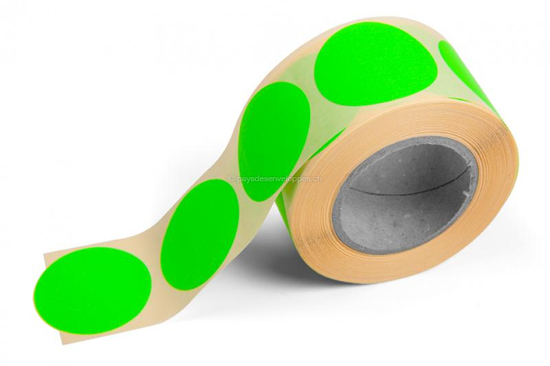 Étiquettes rondes colorées - Vert fluorescent