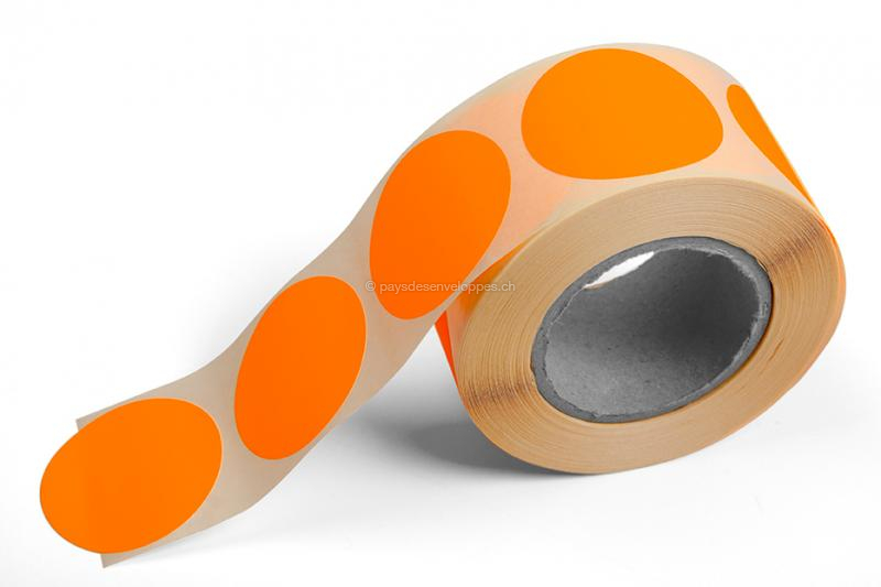 Étiquettes rondes colorées - Orange fluorescent