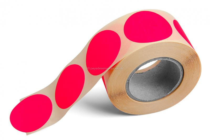 Étiquettes rondes colorées - Rose fluorescent